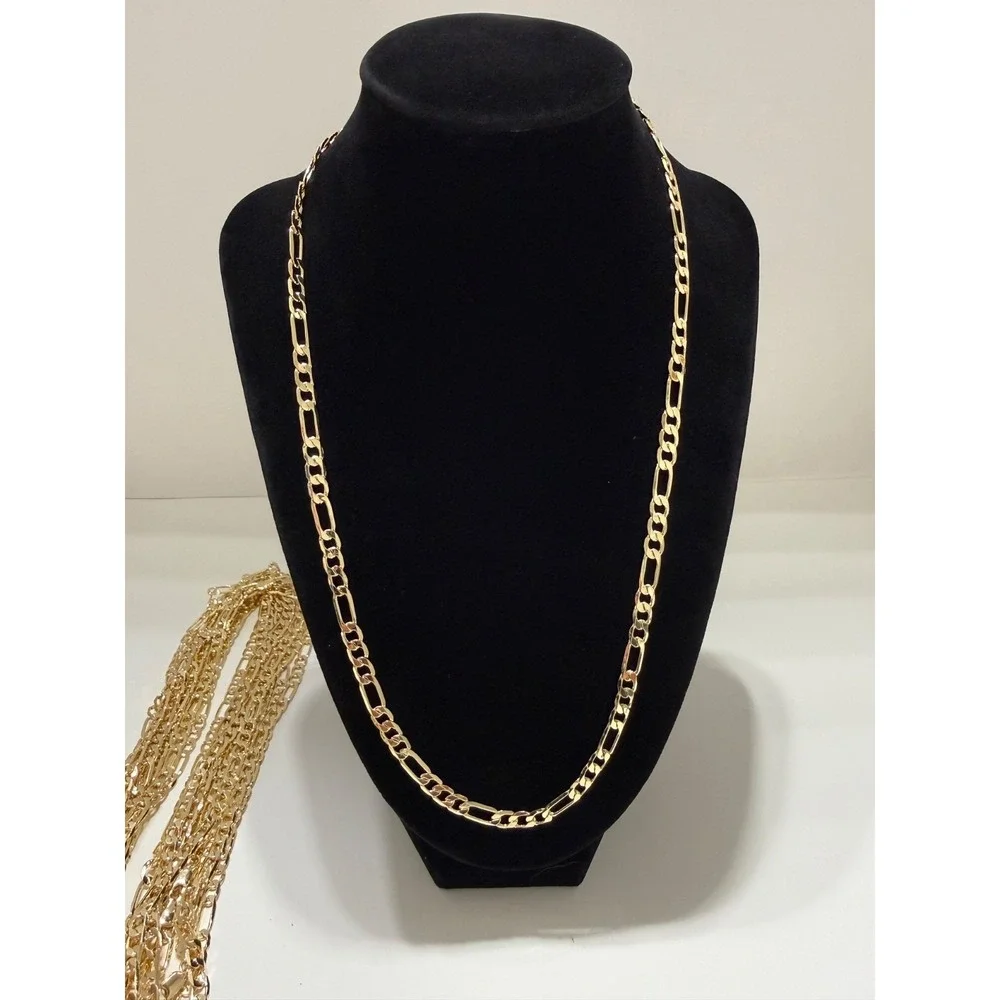 figaro necklace chain 14k gold layered 22inch 5mm lobster clasp